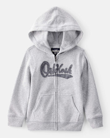 Toddler Boy OshKosh Fleece Logo Zip Hoodie - Gray, 