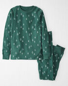 Kid Christmas Tree Print Waffle Knit Pyjamas Made with Organic Cotton, image 1 of 4 slides