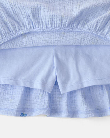 Tout-petit fille - Ensemble 2 pi&egrave;ces haut et jupe-short &agrave; fleurs - Bleu, 