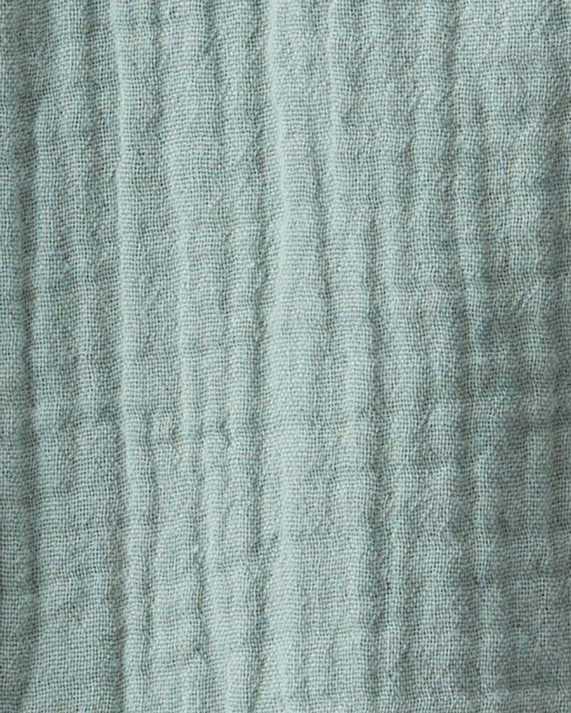 Baby Organic Cotton Gauze Shortalls in Green, image 4 of 5 slides