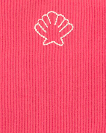 Baby Girl Shell Ribbed Tank Top - Orange, 