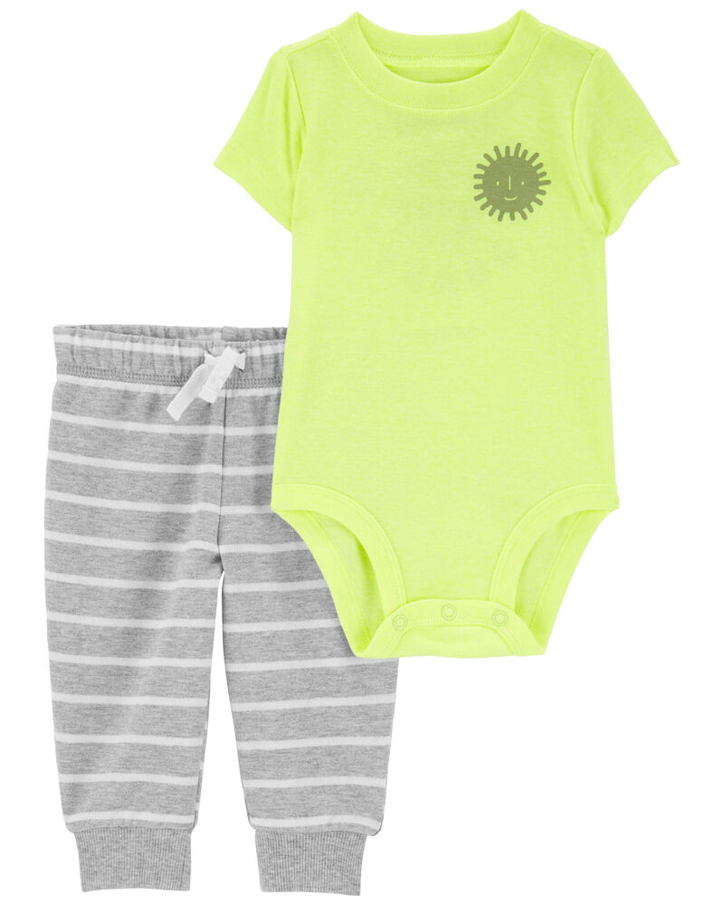 Neon Yellow/Heather 2-Piece Neon Sun Bodysuit Pant Set