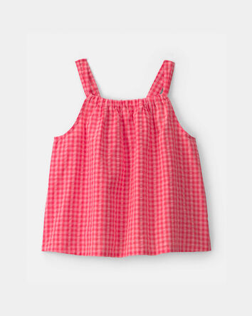 Girls Gingham Tank Top - Red, 