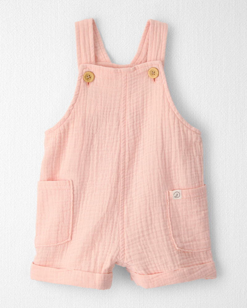 Baby Girl Gauze Sleeveless Shortall in Pink, image 1 of 5 slides