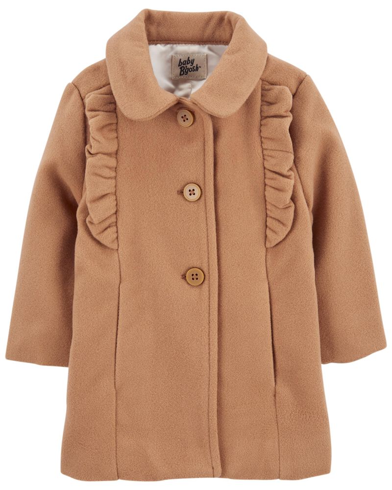 Knee Length Ruffle Pea Coat, image 1 of 4 slides