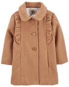 Knee Length Ruffle Pea Coat, image 1 of 4 slides