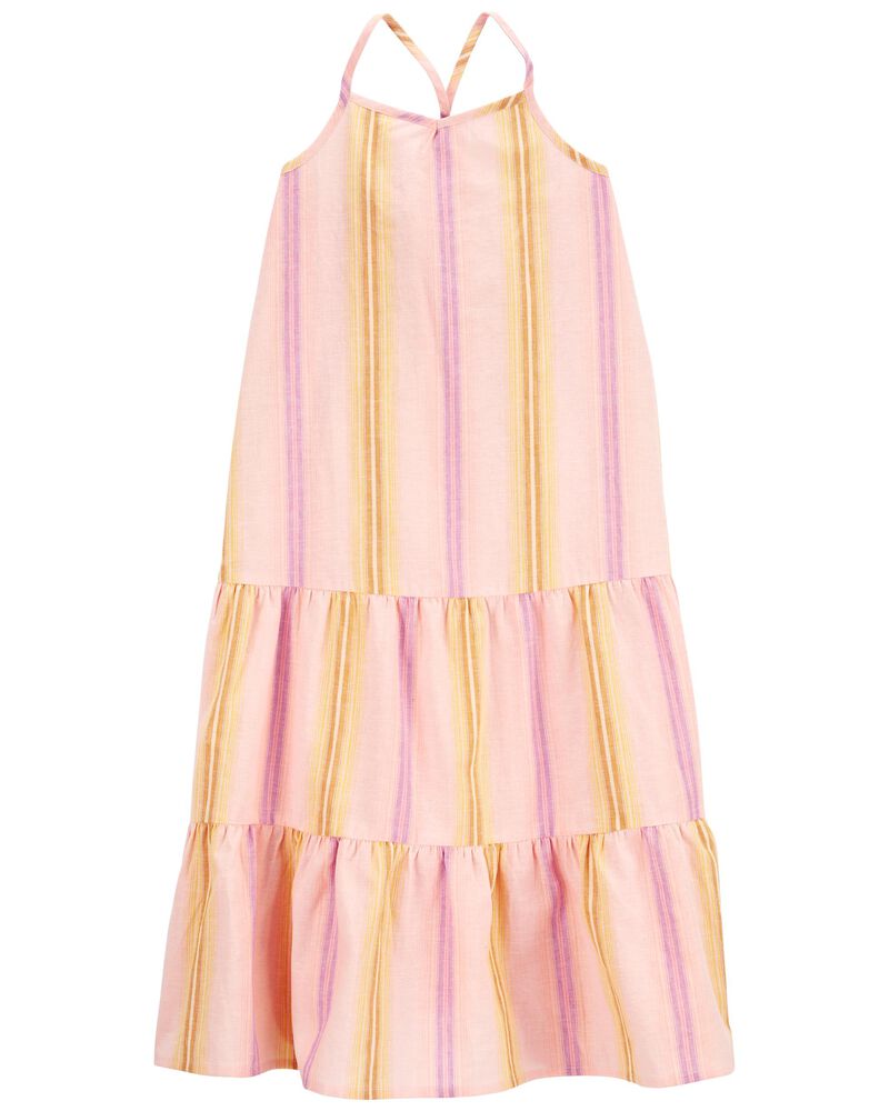 Striped Linen Tiered Maxi Dress, image 1 of 4 slides
