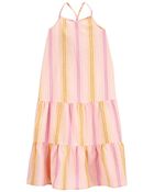 Striped Linen Tiered Maxi Dress, image 1 of 4 slides