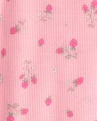 Girls Strawberry Rib Loose Fit 2-Piece Pyjama Set - Pink, image 4 of 5 slides