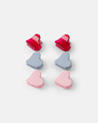 Toddler Girl 6-Pack Heart Hair Clips - Red/Blue/Pink, image 1 of 2 slides