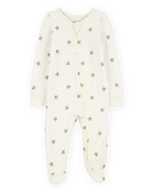 Bébé - Grenouillère PurelySoft à fermeture à glissière à 2 sens à feuilles - Ivoire, image 1 sur 6 diapositives