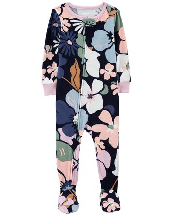 1-Piece Floral 100% Snug Fit Cotton Footie Pyjamas, 