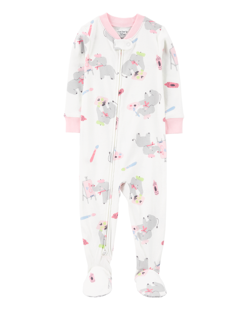 Baby 1-Piece Elephant 100% Snug Fit Cotton Footie Pyjamas, image 1 of 4 slides