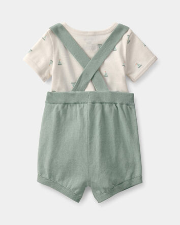 B&eacute;b&eacute; - Ensemble 2 pi&egrave;ces salopette, voilier &ndash; Vert/ivoire, 