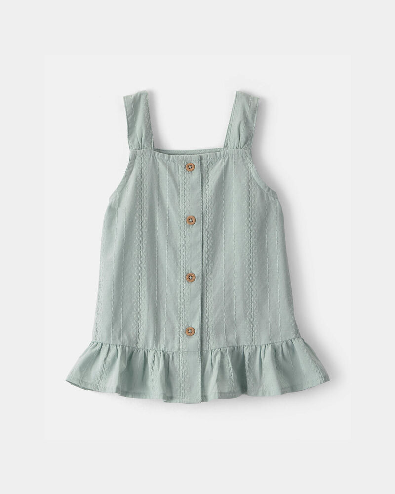 Toddler Girl Button-Down Peplum Tank Top - Green, image 1 of 3 slides