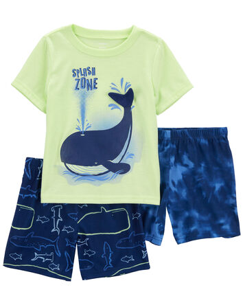 3-Piece Whale Loose Fit Pyjama Set, 