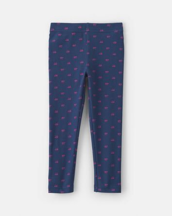 Toddler Girl Bow Cotton Pull-On Stretch Leggings - Navy Blue, 