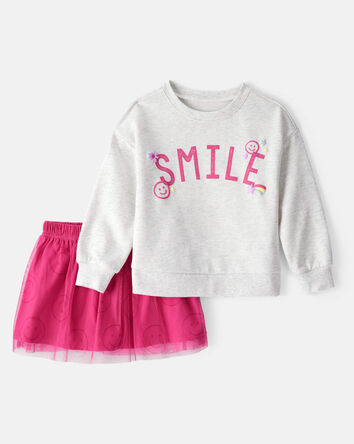 Toddler Girl Smile French Terry Long-Sleeve Top & Skirt Set, 