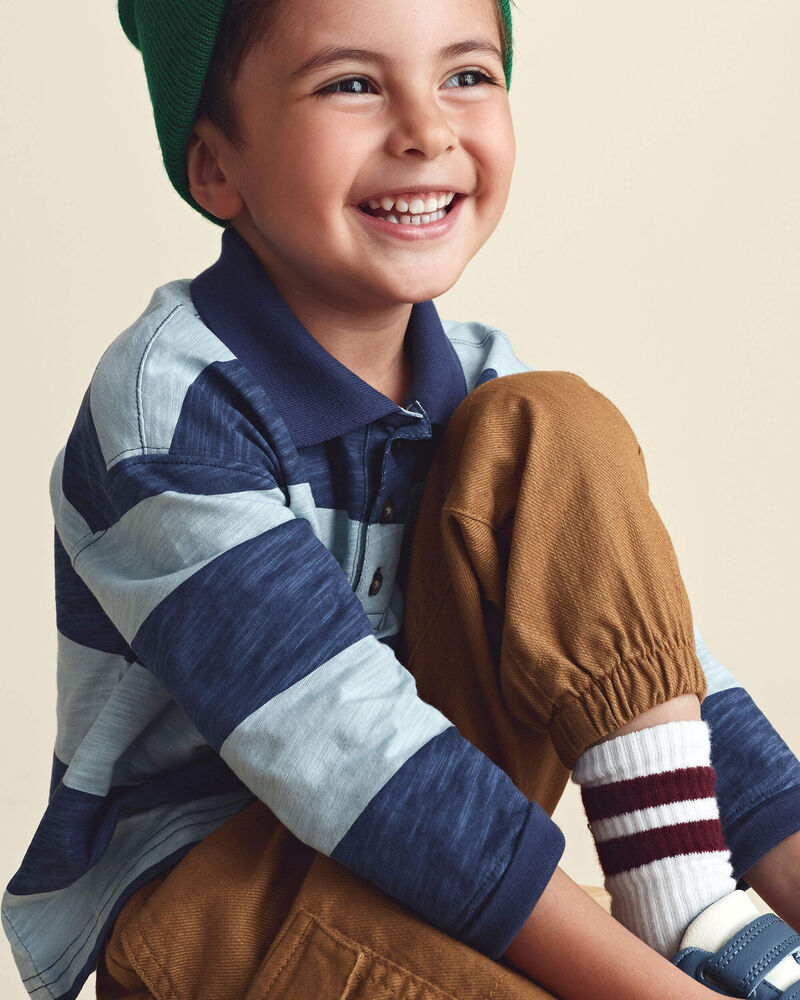 Toddler Boy Striped Long-Sleeve Henley T-Shirt - Navy Blue, image 4 of 6 slides