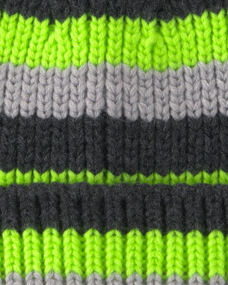 Boys Kombi Stripy Beanie Hat - Charcoal, image 2 of 2 slides