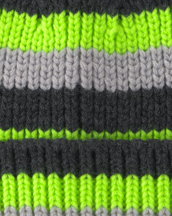 Boys Kombi Stripy Beanie Hat - Charcoal, 