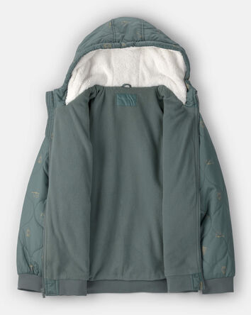 Boys Quilted Bomber Jacket - Green, 