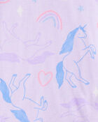 Filles - Pyjamas &agrave; manches longues 4 pi&egrave;ces en coton 100 % avec imprim&eacute; licorne - Violet, image 4 sur 5 diapositives