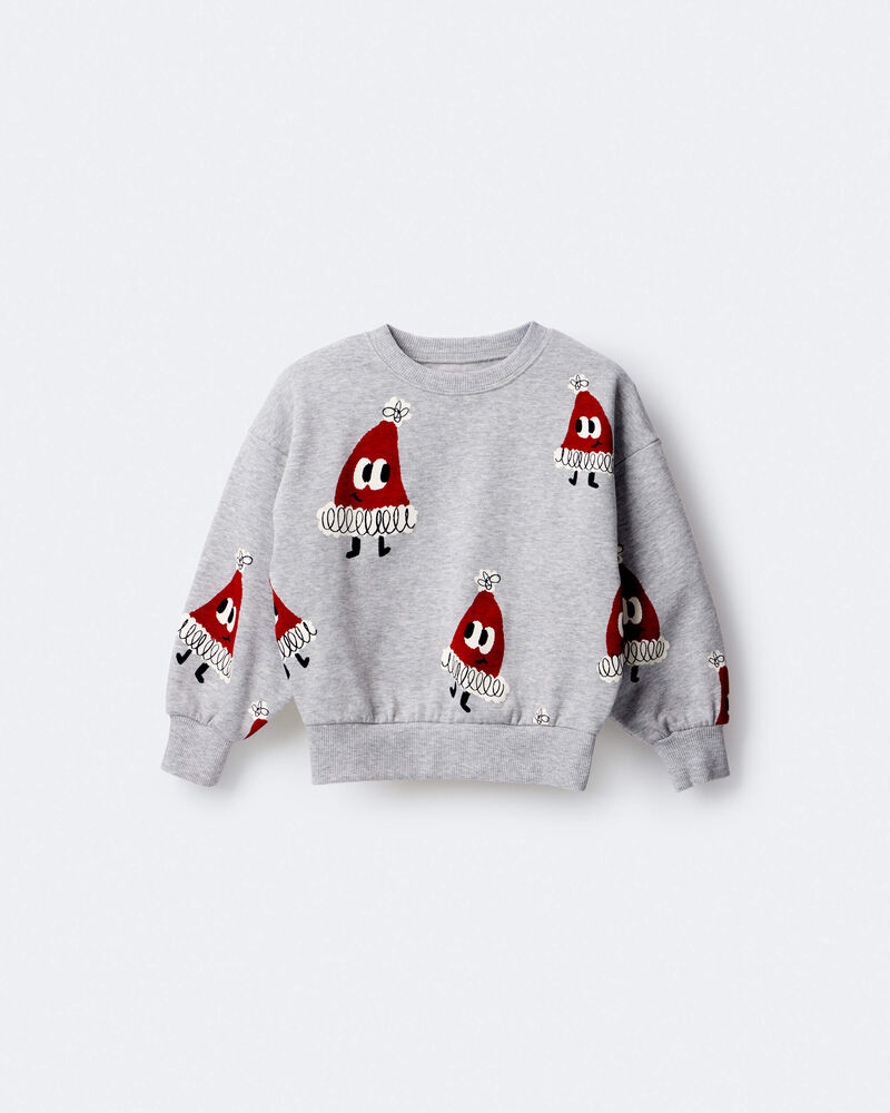 Toddler Santa Hat Dolman-Sleeve Sweatshirt - Heather Grey, image 2 of 7 slides