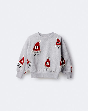 Toddler Santa Hat Dolman-Sleeve Sweatshirt - Heather Grey, 
