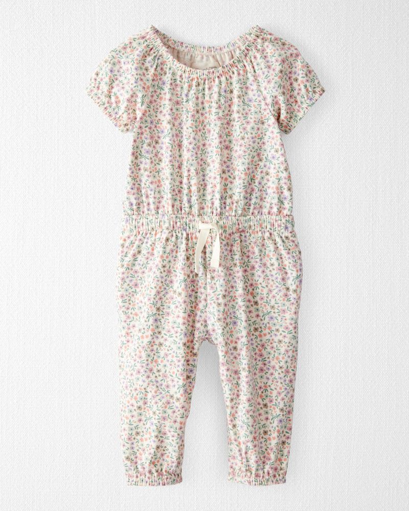 Baby Organic Cotton Floral-Print Jumpsuit, image 1 of 4 slides
