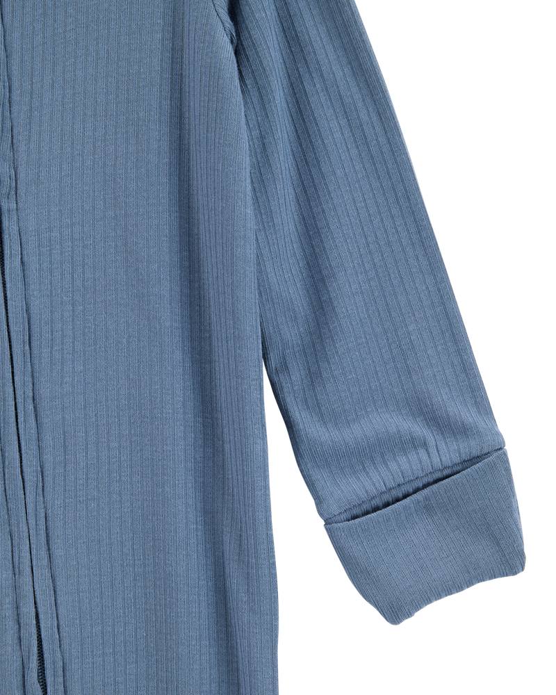 Bébé garçon - Grenouillère PurelySoft à fermeture à glissière à 2 sens à poignets et pieds rabattables de couleur unie - Bleu marine, image 2 sur 7 diapositives