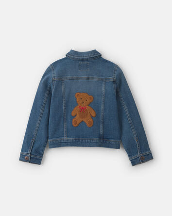 Girls Bear Long-Sleeve Denim Jacket - Medium Wash, 