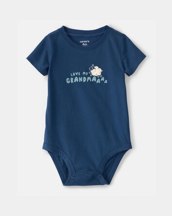 Baby 'Love My Grandma' Sheep Graphic Bodysuit - Blue, 