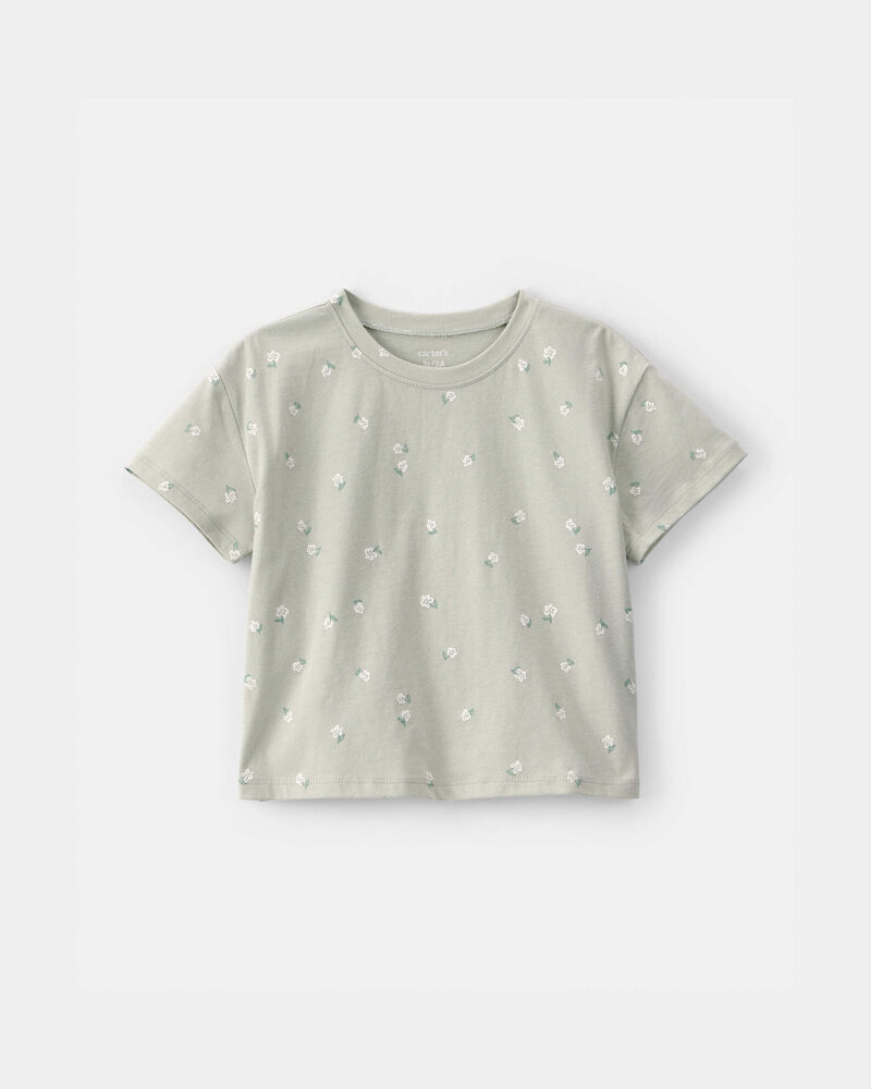 Toddler Girl Floral Tee - Green, image 1 of 3 slides