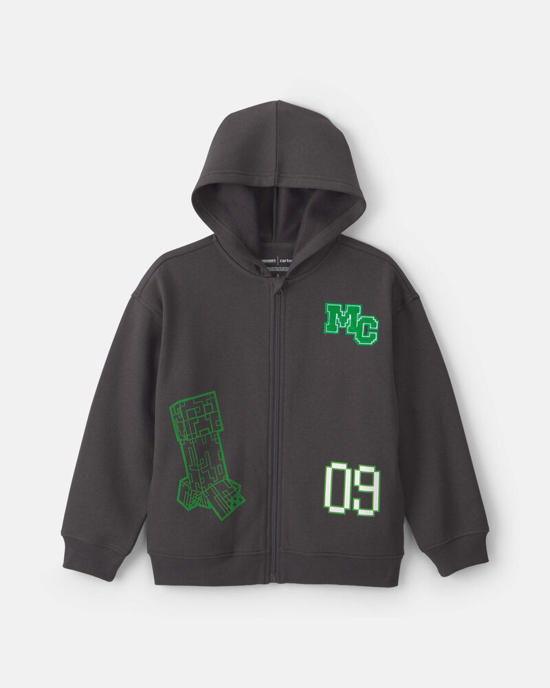 Boys Minecraft&reg; Zip-Up Hoodie - Black/Green, image 1 of 3 slides