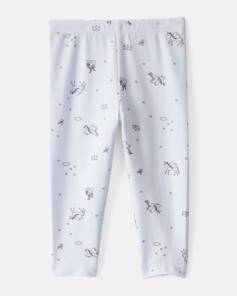 Baby Girl Printed Cotton Pull-On Stretch Leggings - Blue, image 2 of 4 slides