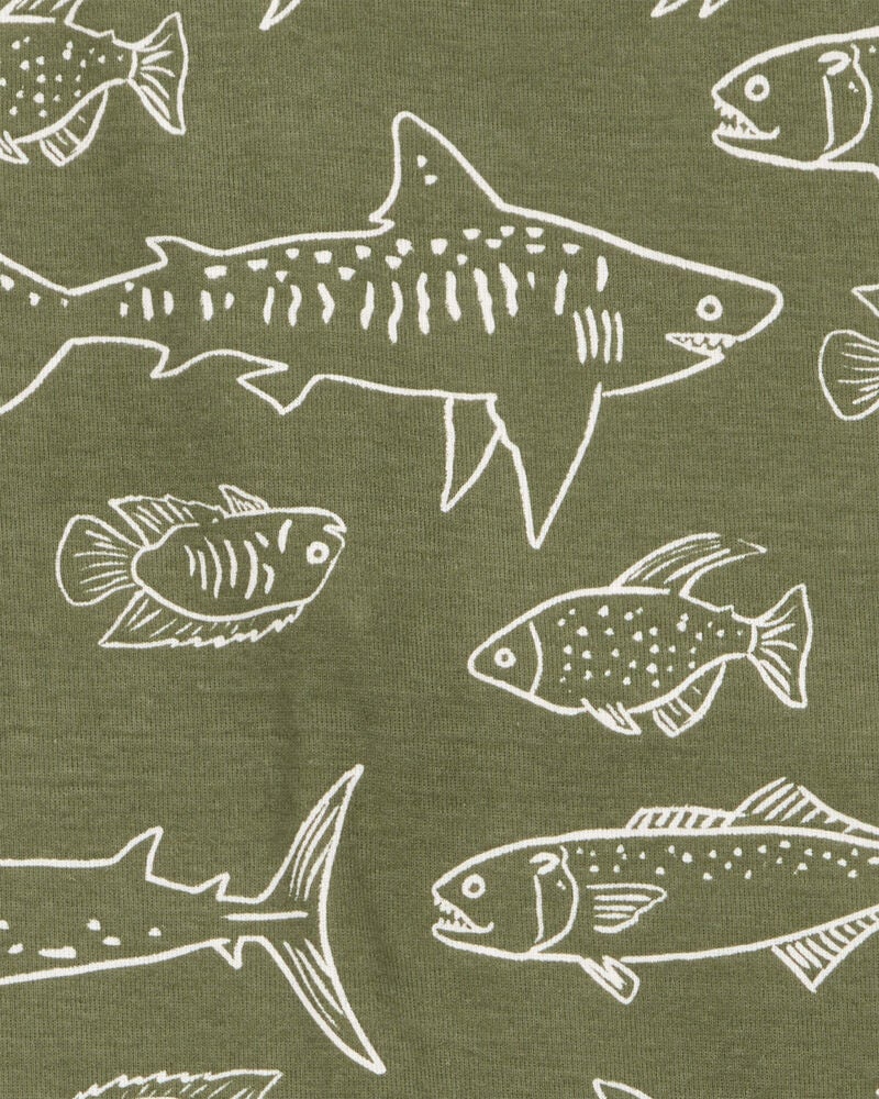 Kid Fish Print Snug Fit Cotton 4-Piece Pyjamas, image 3 of 4 slides