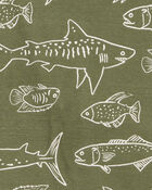 Kid Fish Print Snug Fit Cotton 4-Piece Pyjamas, image 3 of 4 slides