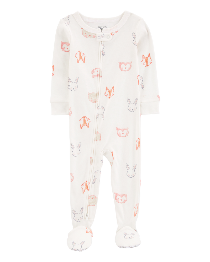 Toddler 1-Piece Animals 100% Snug Fit Cotton Footie Pyjamas, image 1 of 4 slides