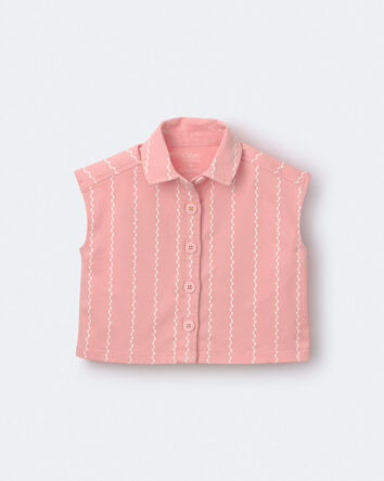 Toddler Girl Sleeveless Button-Down Top in Stripes - Light Pink, 