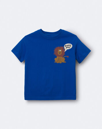 Tout-petit - T-shirt d&eacute;contract&eacute; &agrave; imprim&eacute; lion &laquo;Wanna Play?&raquo; - Bleu royal, 