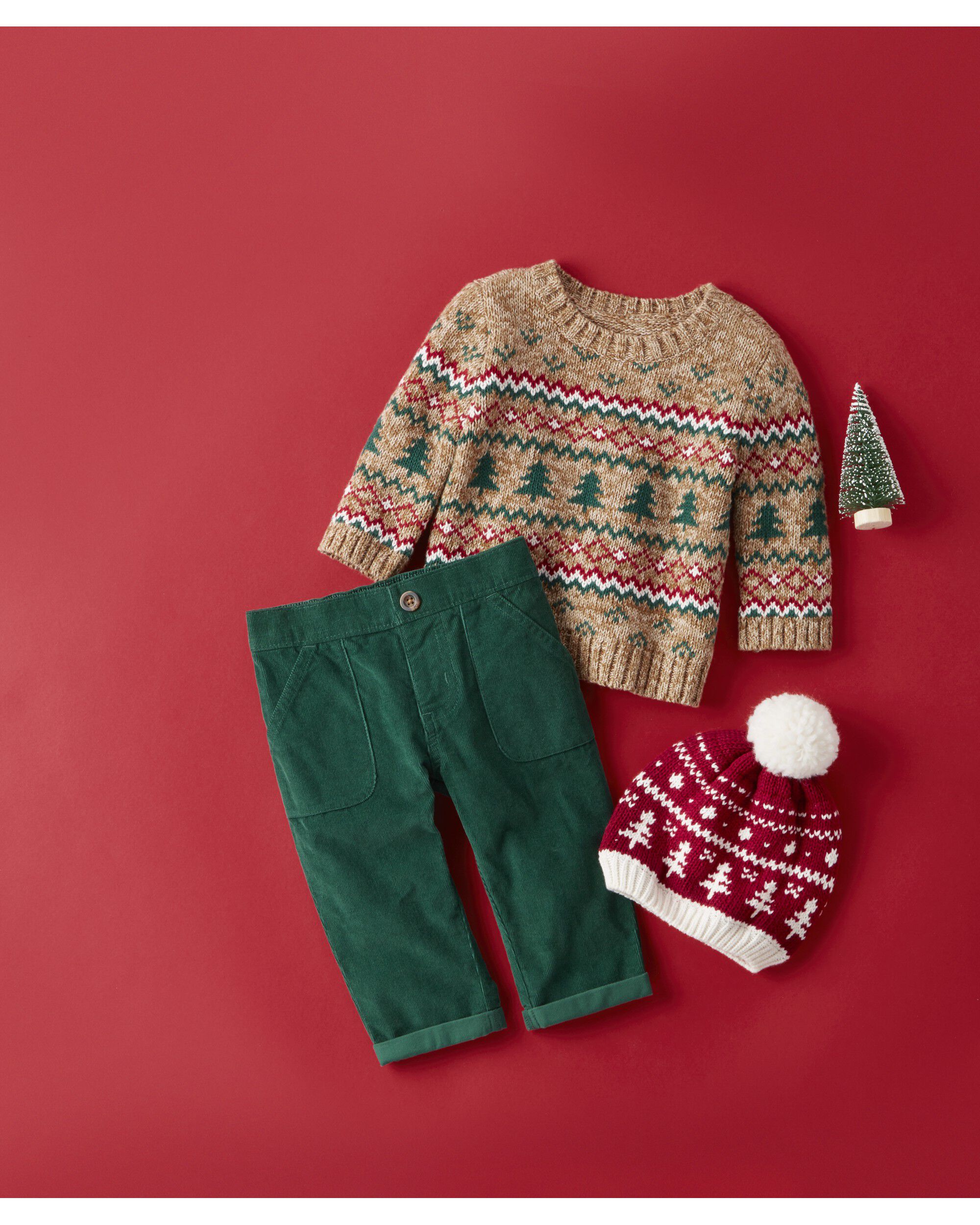 2 Piece Holiday Sweater Corduroy Pant Set