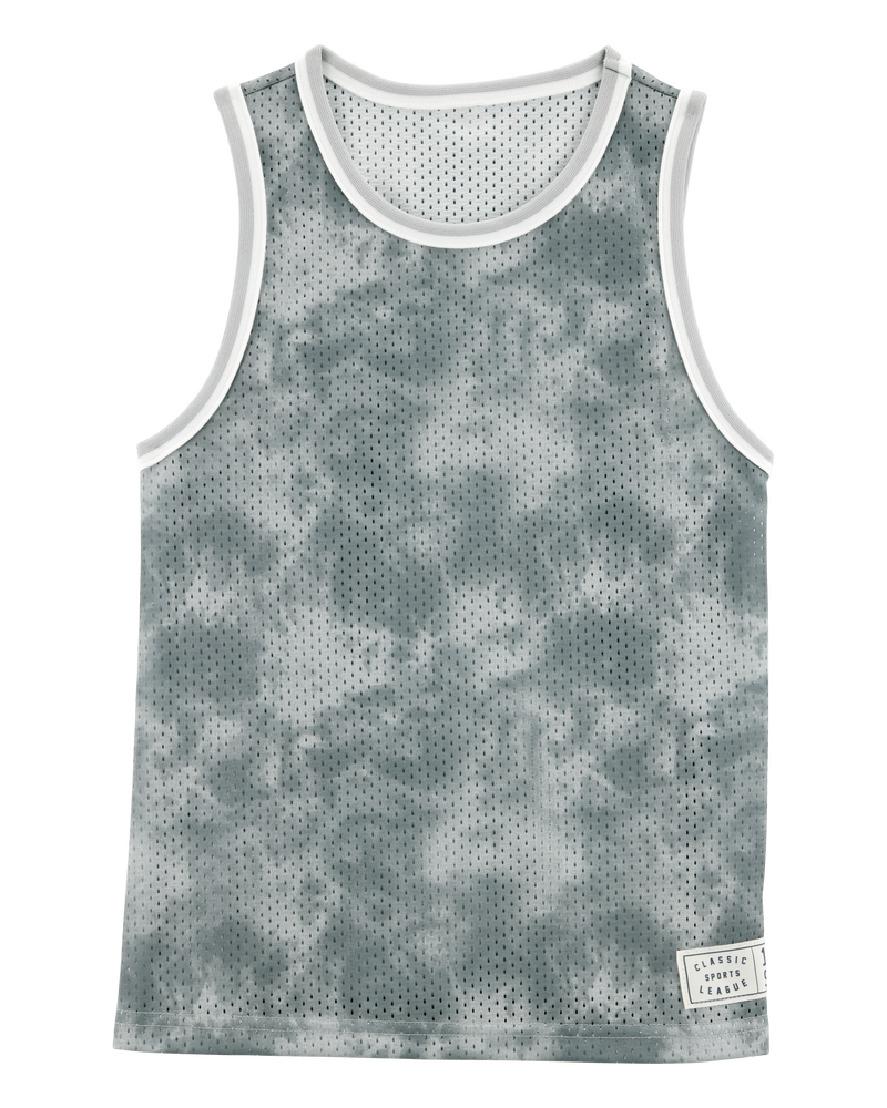 Kid Active Tie Dye Mesh Tank-Grey, image 1 of 3 slides