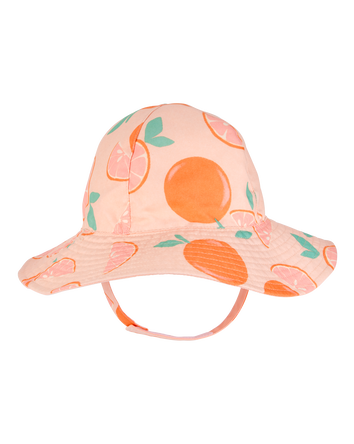 Baby Orange Fruit Print Reversible Swim Hat - Orange/Peach, 