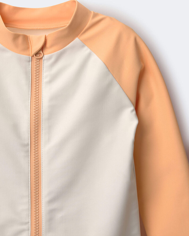 Toddler Boy Full-Zip Long-Sleeve Rashguard - Light Orange, image 6 of 6 slides