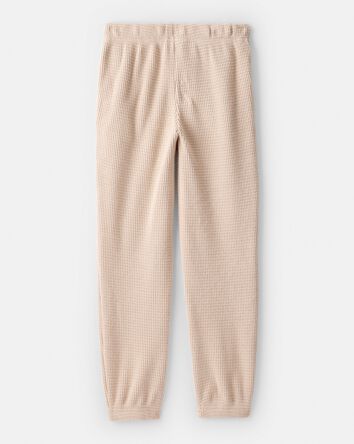 Girls Waffle Knit Joggers - Brown, 