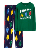 Kid 2-Piece Christmas Lights Cotton & Velboa Pyjamas, image 1 of 3 slides