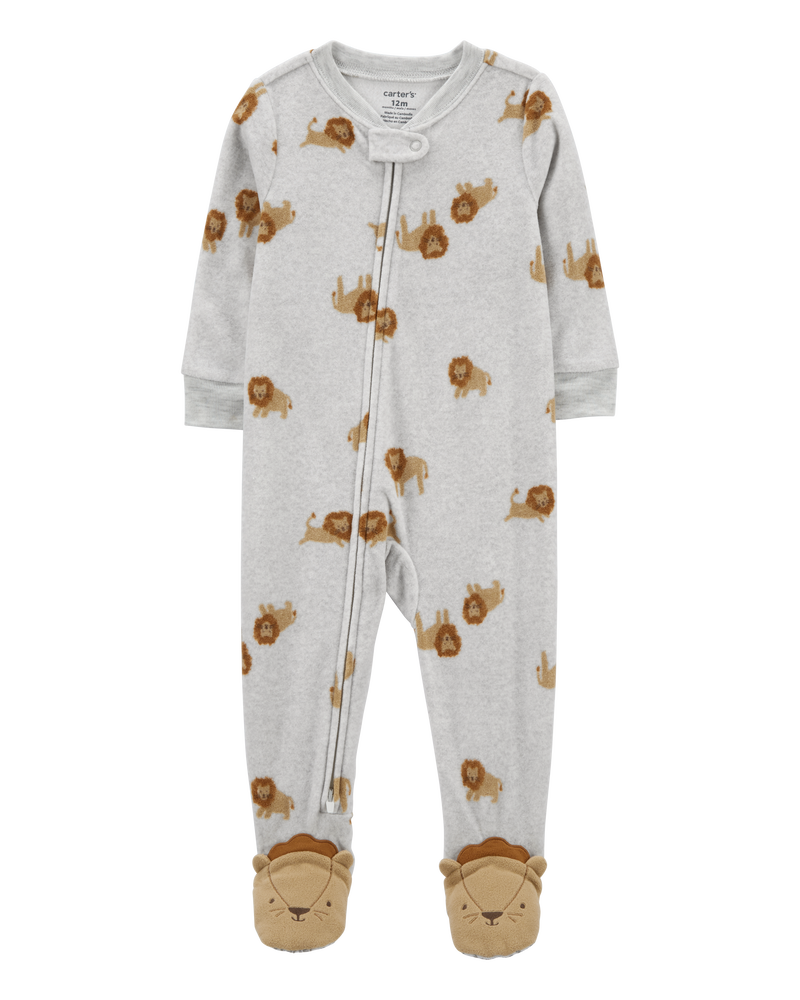 Baby 1-Piece Lion Fleece Footie Pyjamas, image 1 of 5 slides