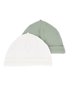 Bébé Emballage de 2 bonnets PurelySoft - Vert/Blanc, image 1 sur 4 diapositives