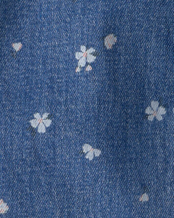 Filles - Blouson en denim, floral - D&eacute;lav&eacute; fonc&eacute;, 